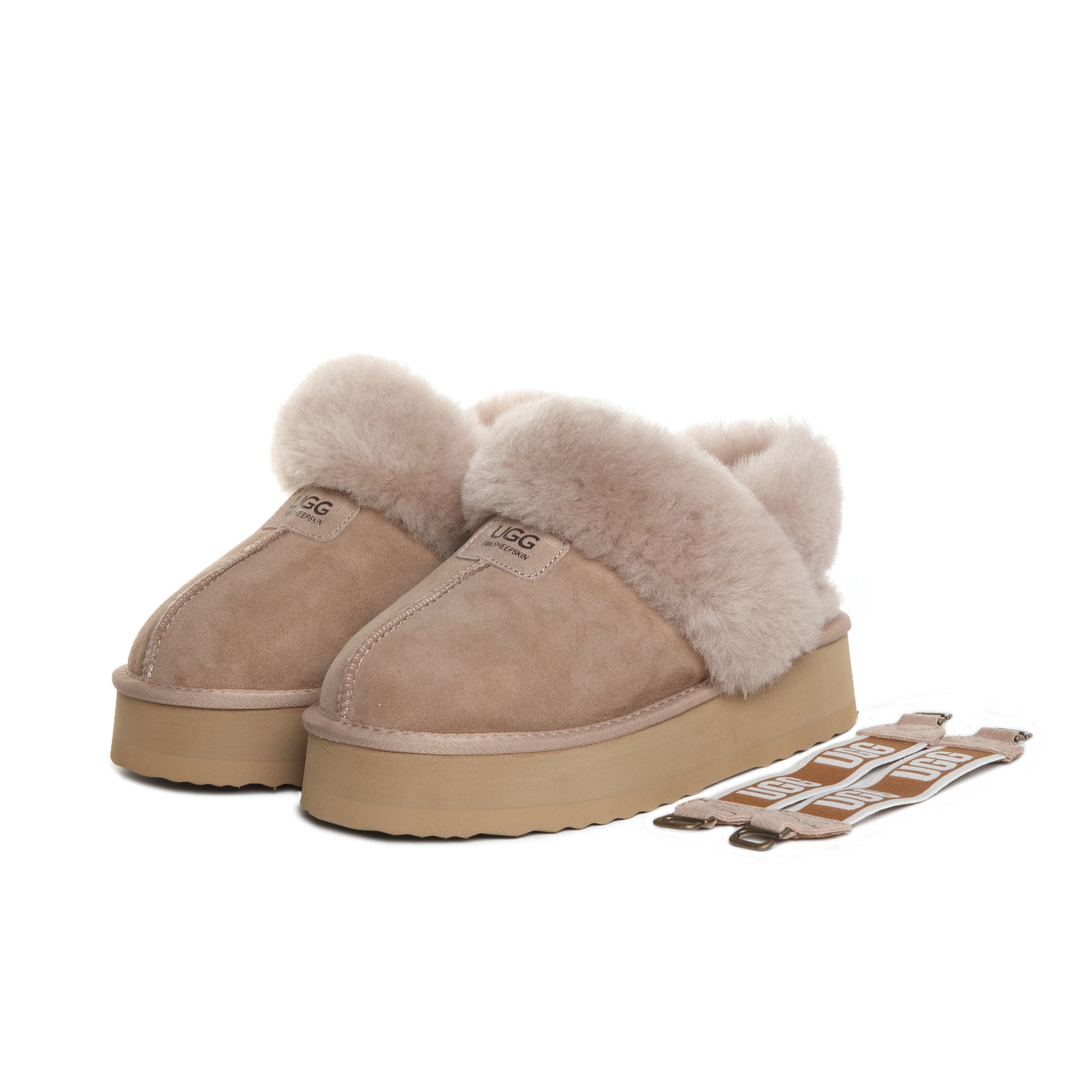 UGG Removable Strap Slingback Sheepskin Platform Scuff