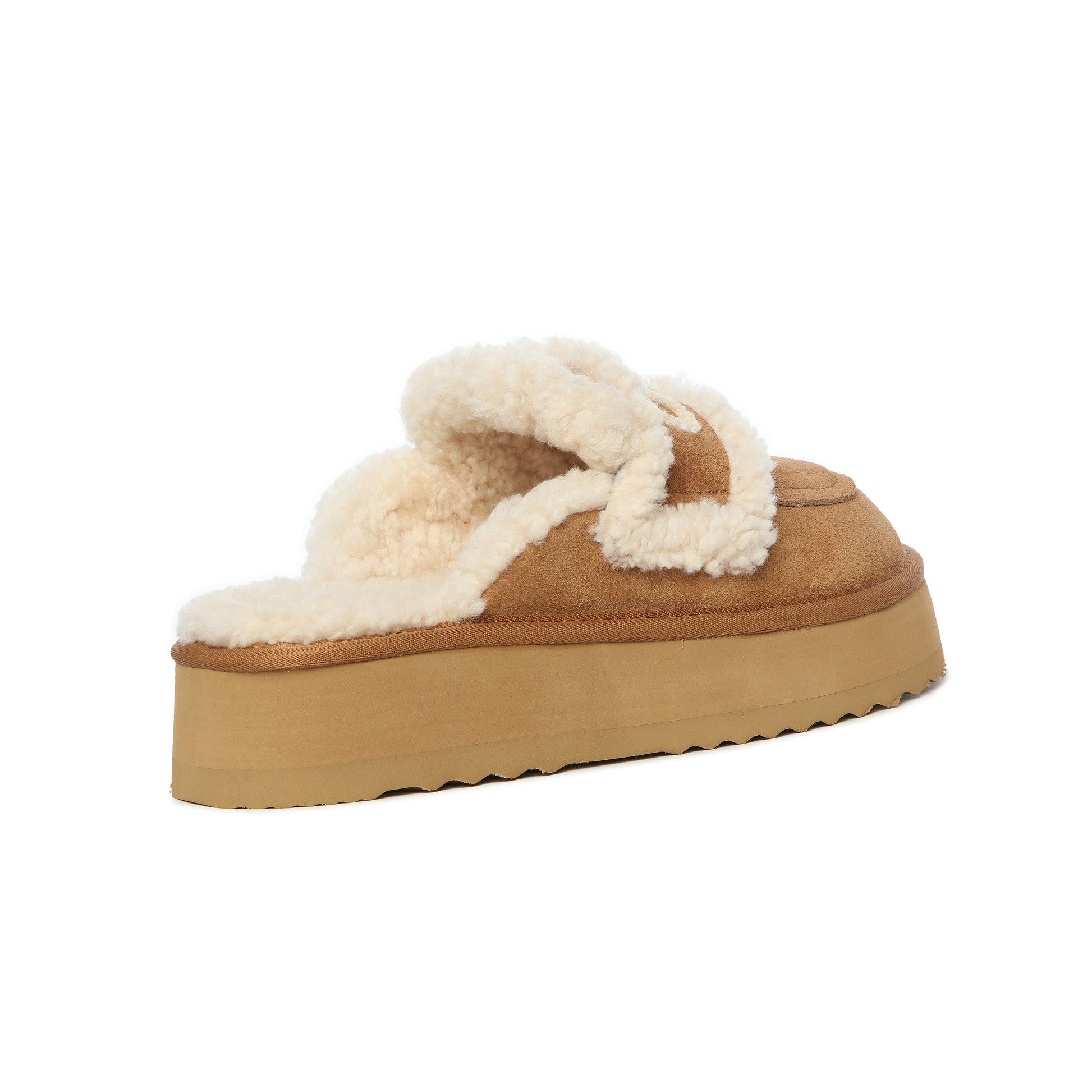 UGG AUS Sheepskin Wool Shearling Lined Platform Scuff