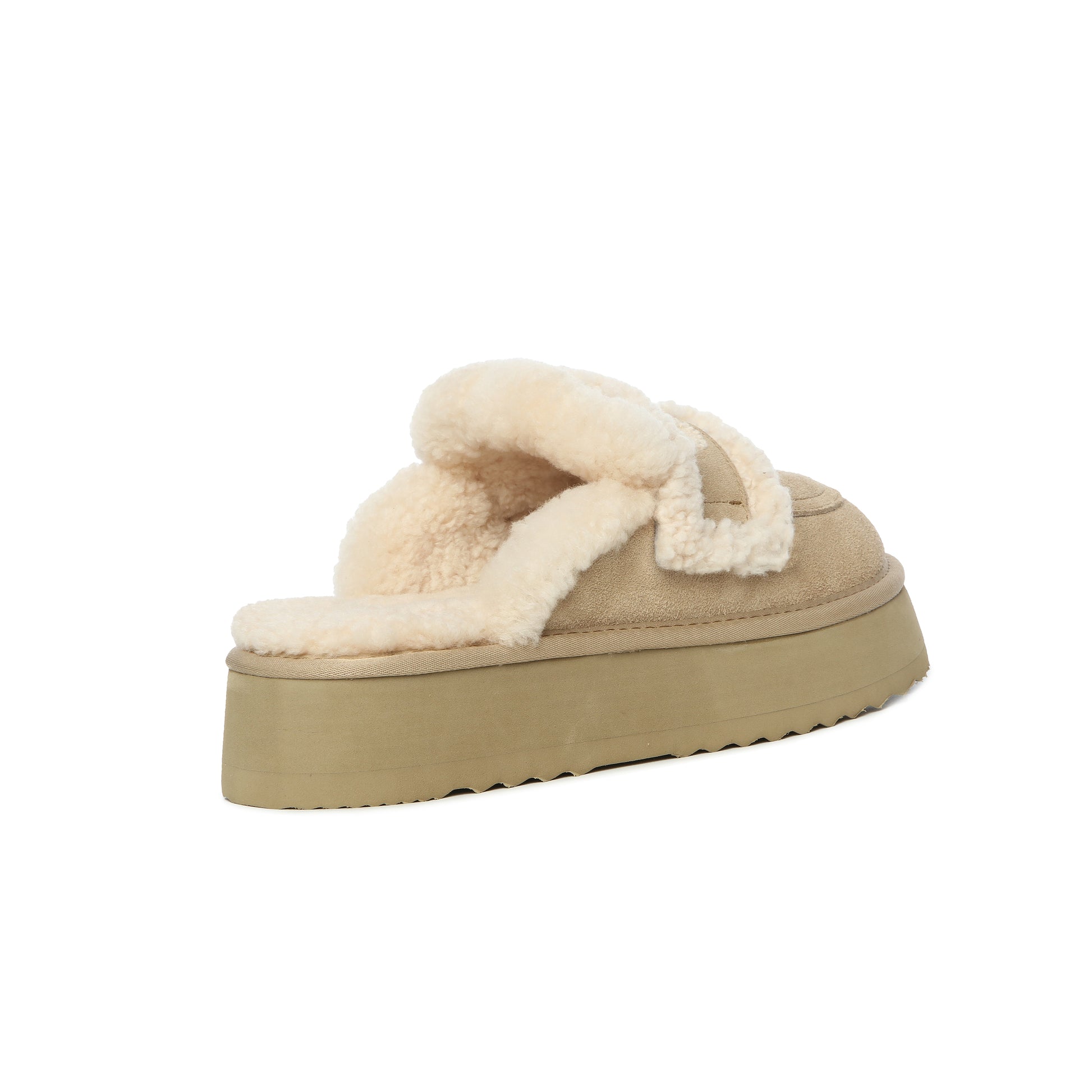 UGG AUS Sheepskin Wool Shearling Lined Platform Scuff