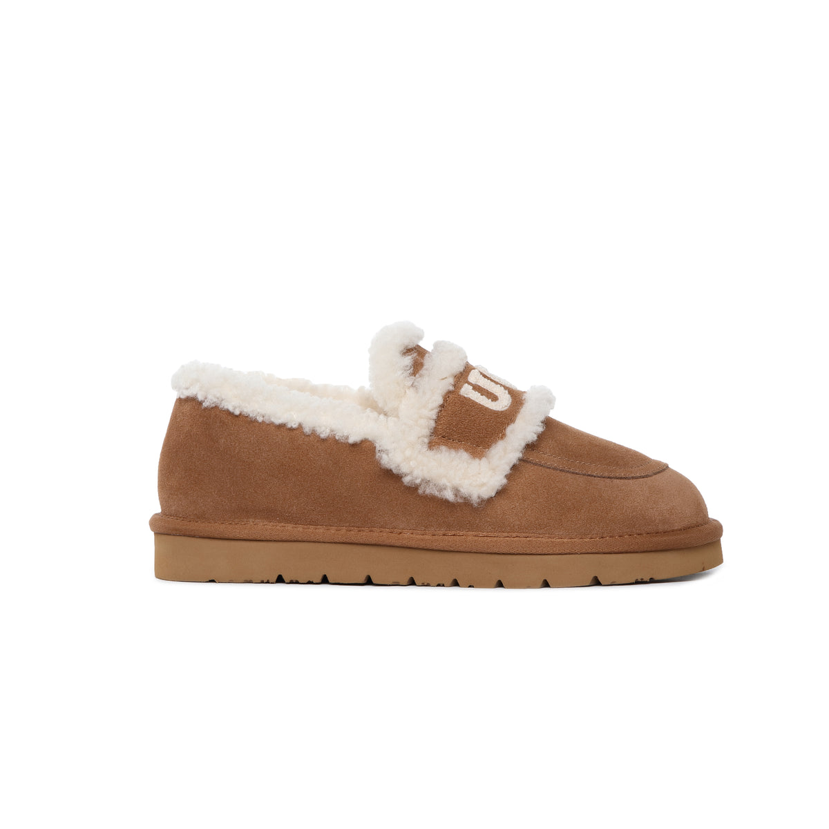 UGG Women’s Logo Strap Sheepskin Wool Slippers – Genuine AUS Suede