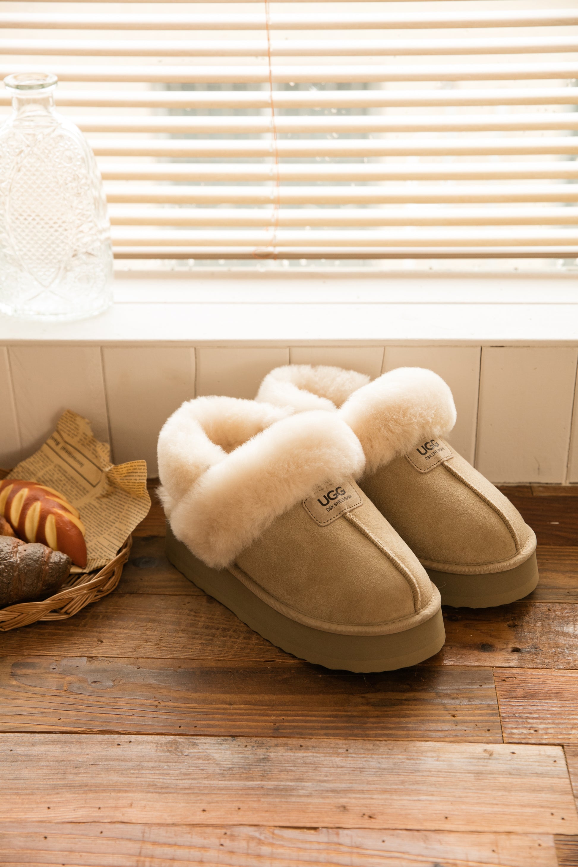 UGG Removable Strap Slingback Sheepskin Platform Scuff