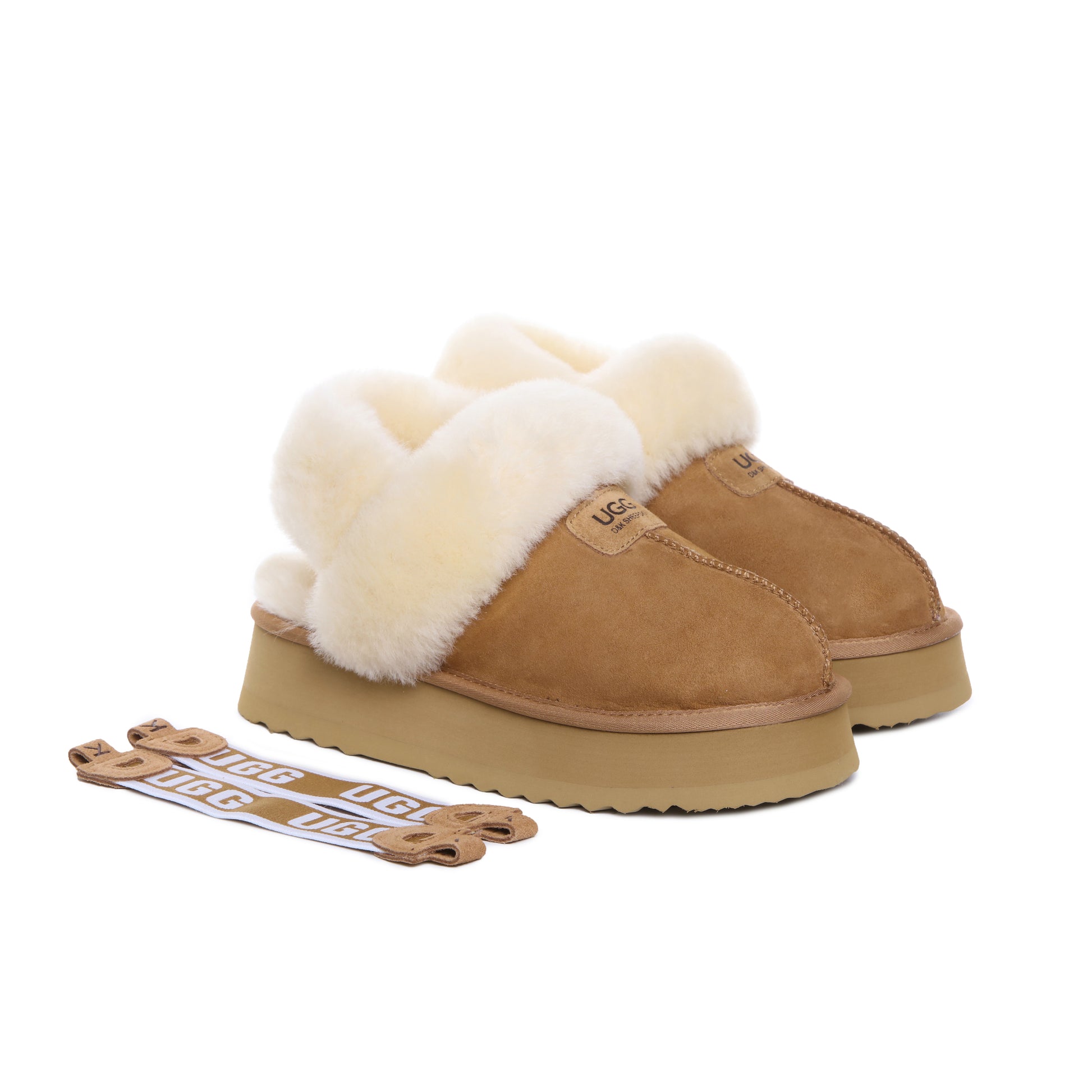 UGG Removable Strap Slingback Sheepskin Platform Scuff