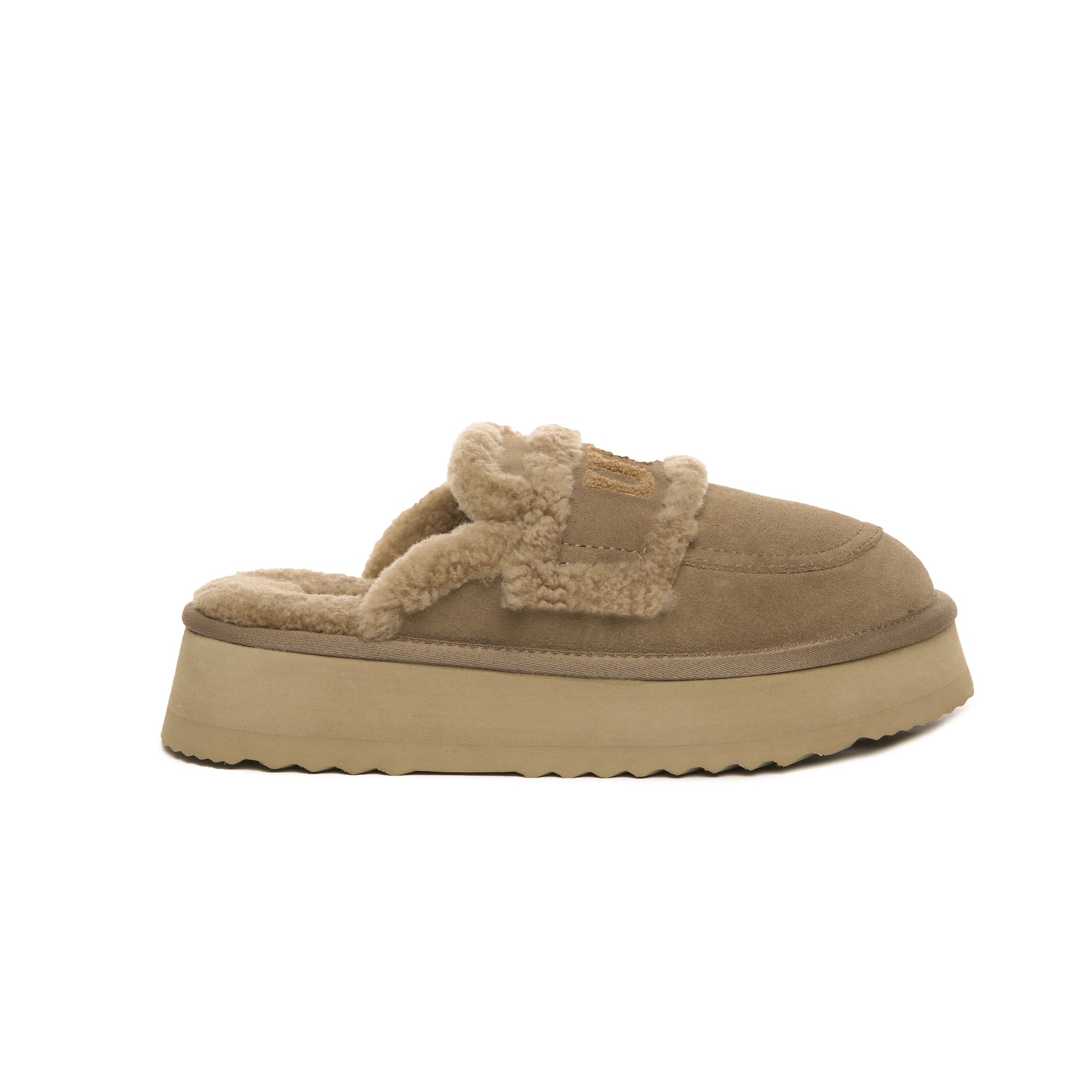 UGG AUS Sheepskin Wool Shearling Lined Platform Scuff