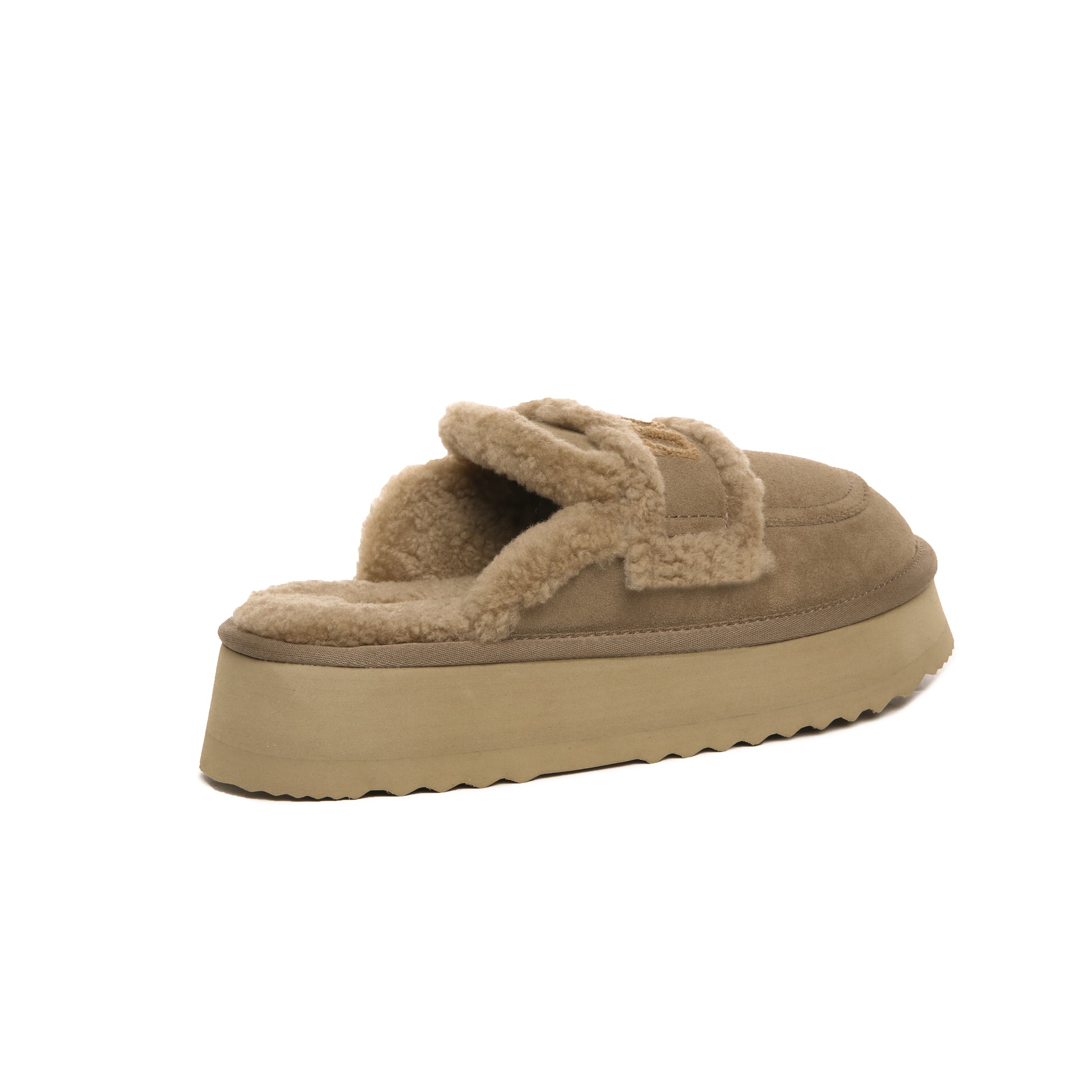 UGG AUS Sheepskin Wool Shearling Lined Platform Scuff