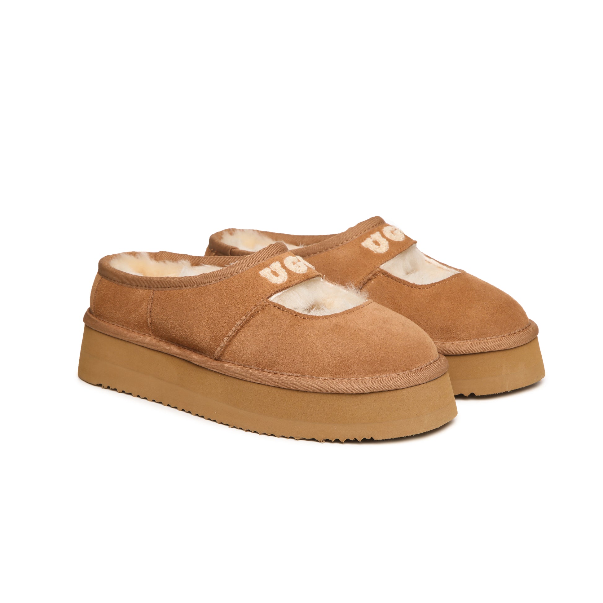UGG Classic Dina Platform Mary Jane Shoes with Embroidered Logo