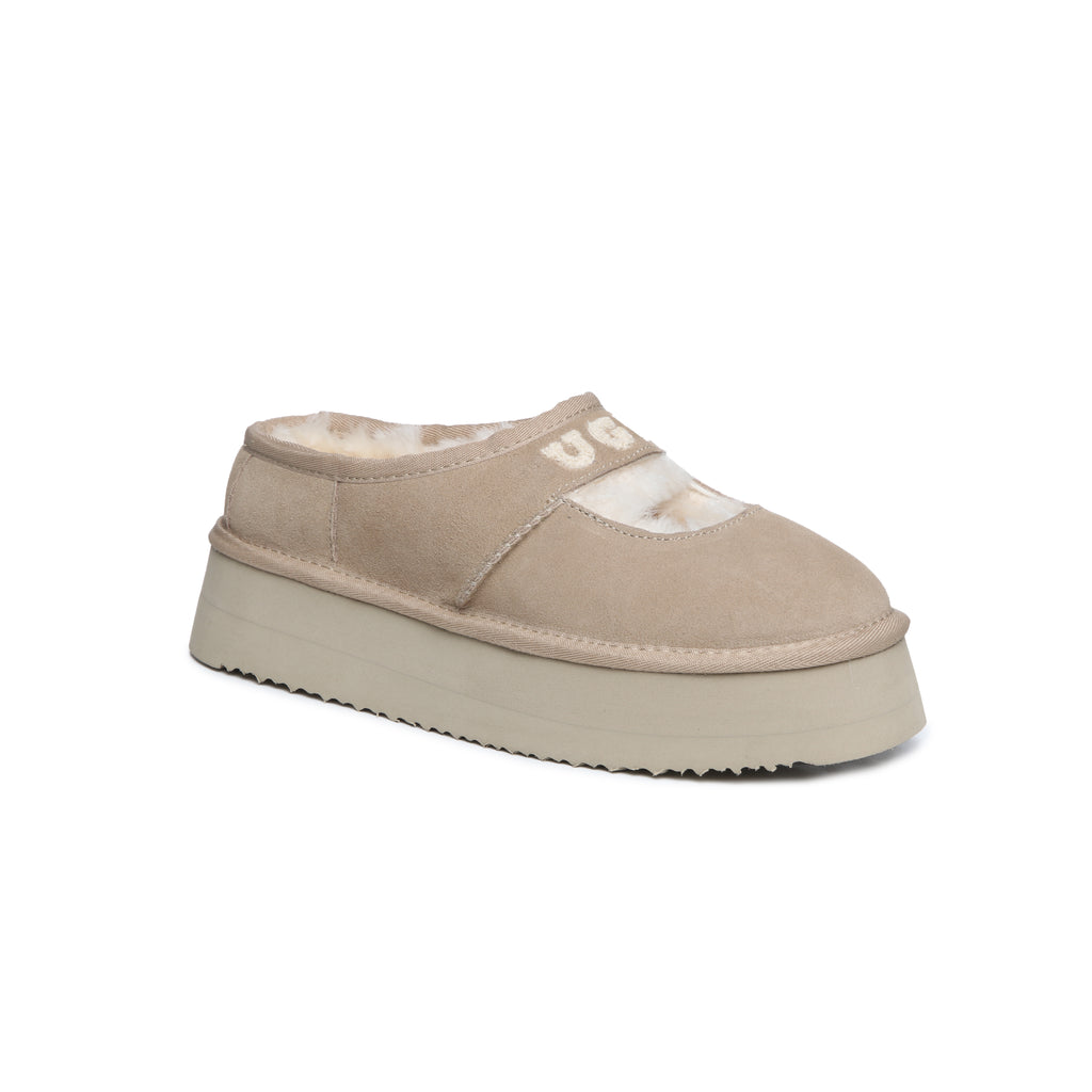 UGG Classic Dina Platform Mary Jane Shoes with Embroidered Logo