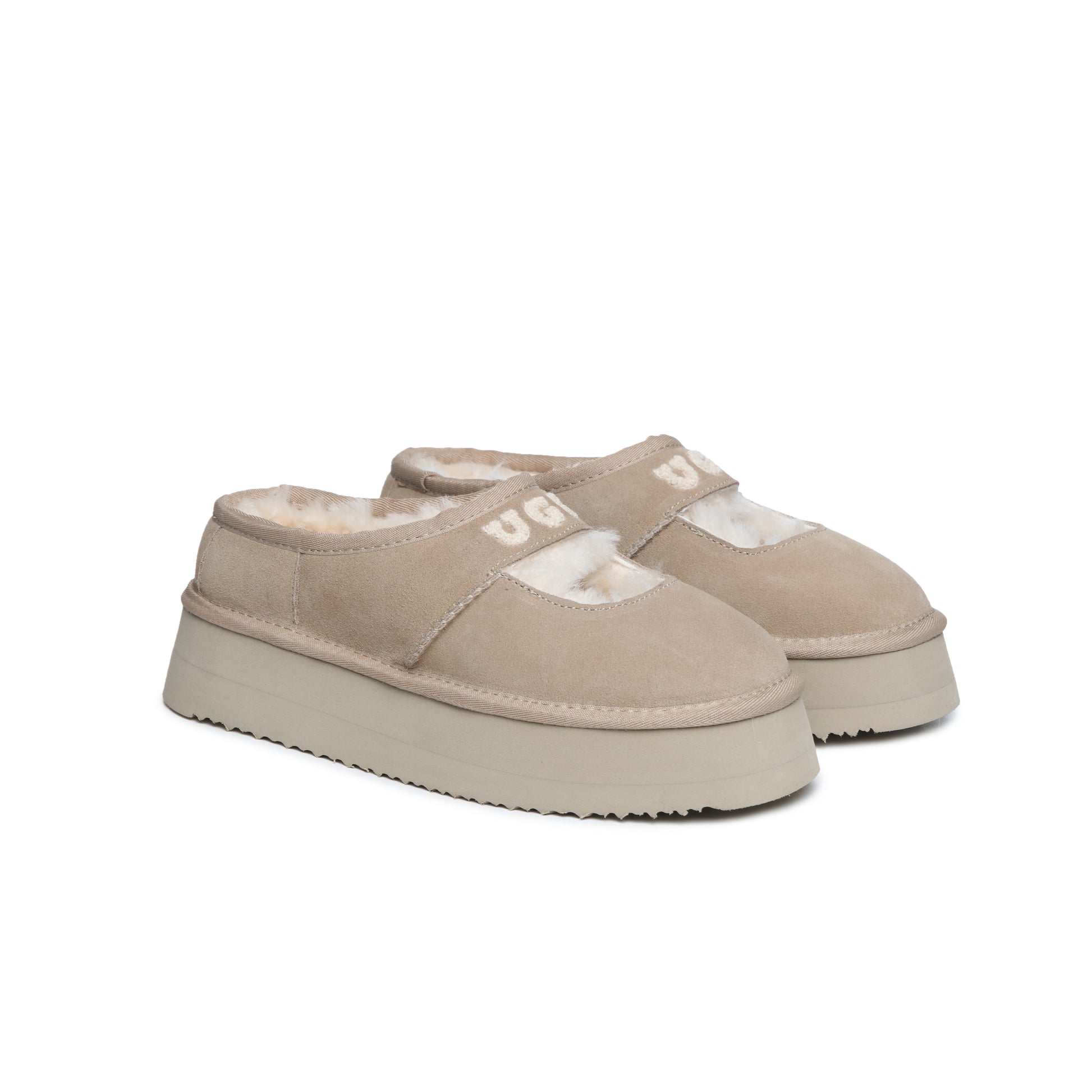 UGG Classic Dina Platform Mary Jane Shoes with Embroidered Logo