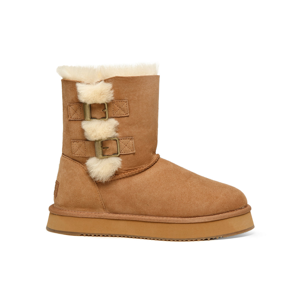 UGG Women’s Karin Buckle Boots Genuine Sheepskin Wool