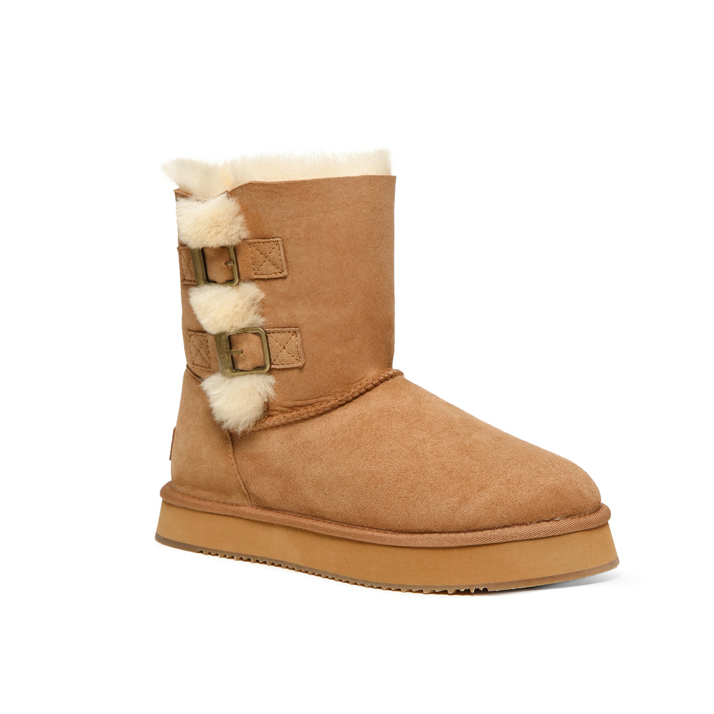 UGG Women’s Karin Buckle Boots Genuine Sheepskin Wool
