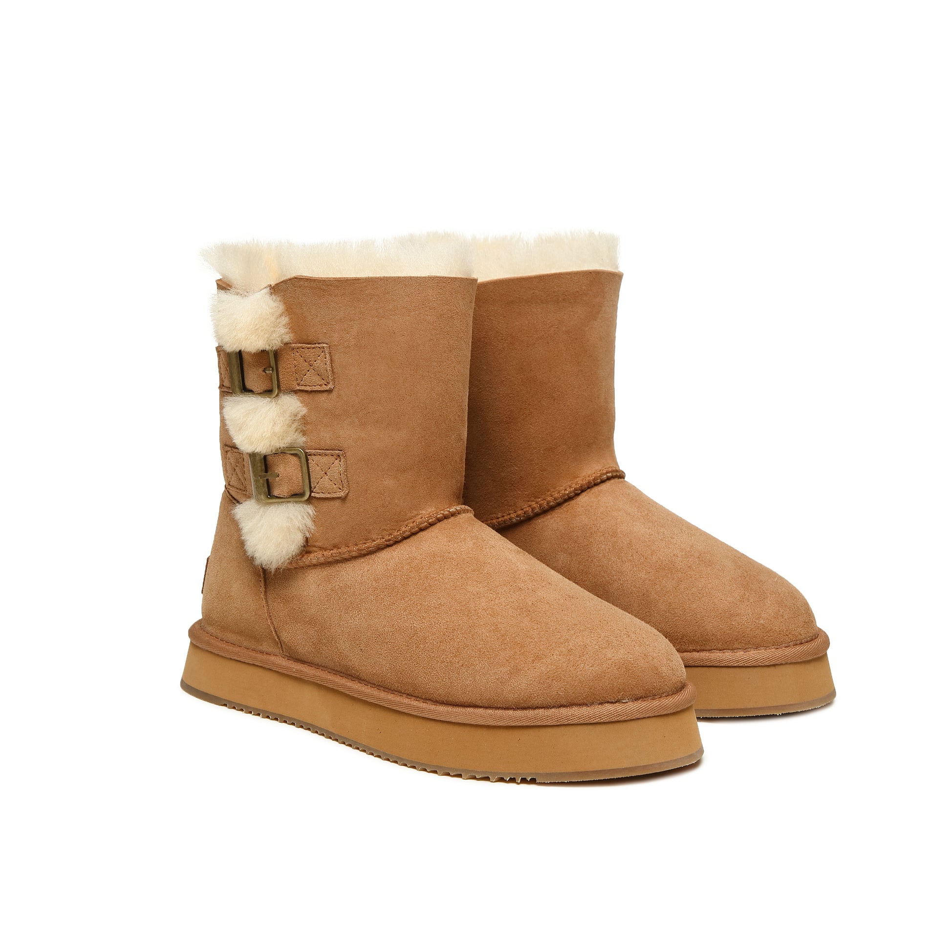 UGG Women’s Karin Buckle Boots Genuine Sheepskin Wool