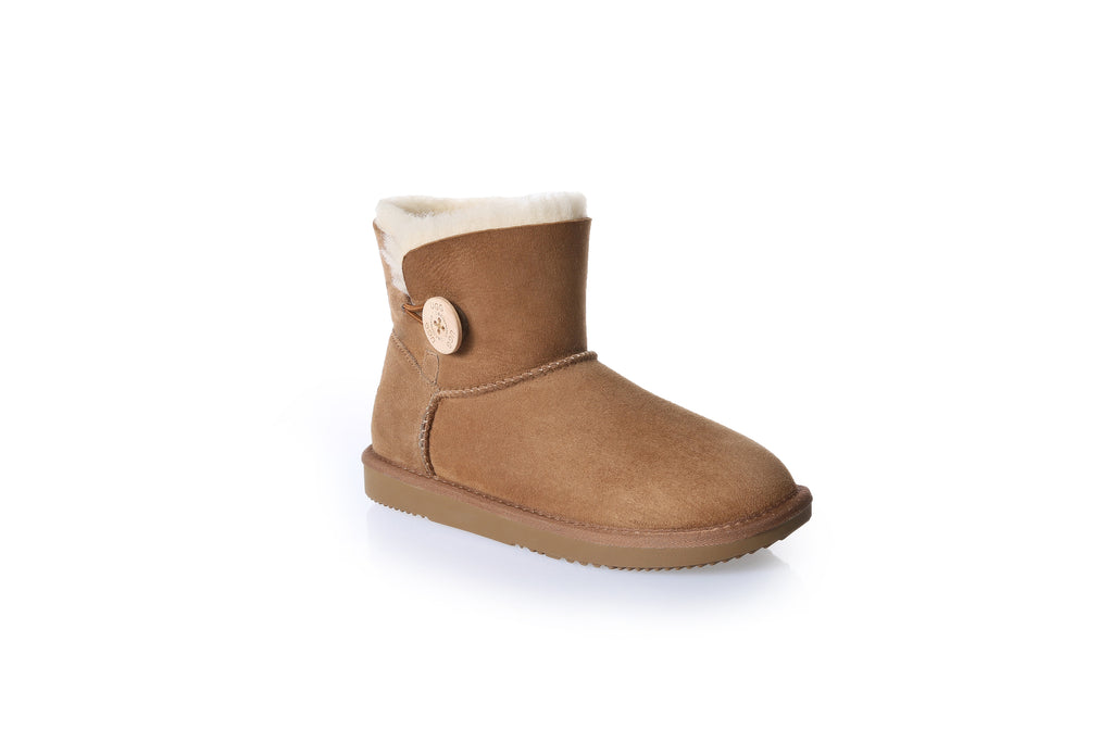 UGG Women Mini Button Sheepskin Wool UGG Boots - Aussies UGG