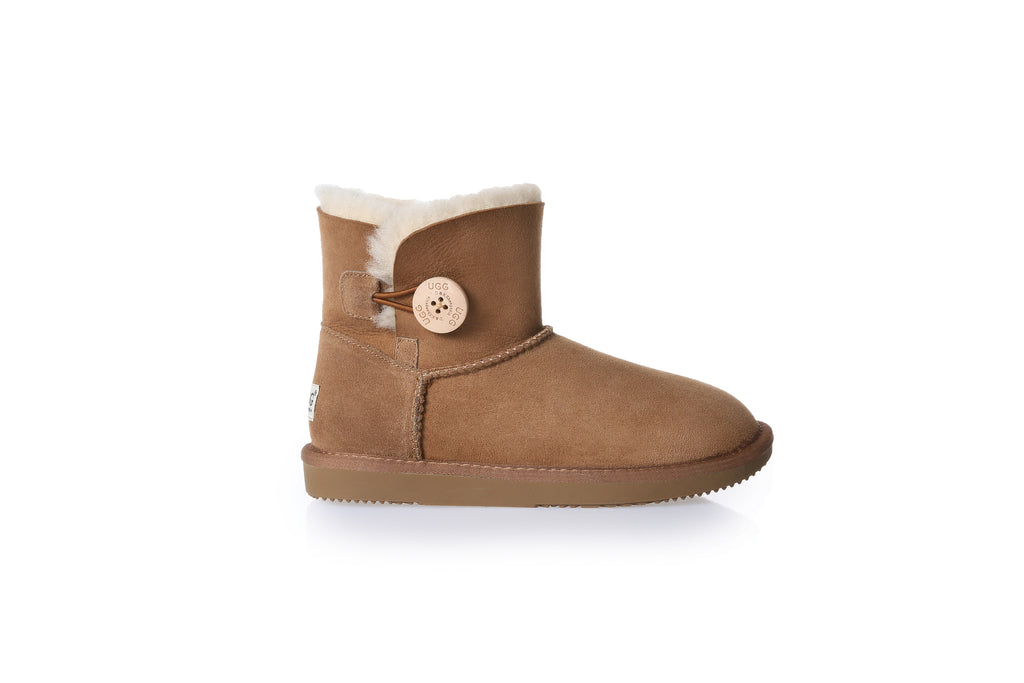 UGG Women Mini Button Sheepskin Wool UGG Boots - Aussies UGG