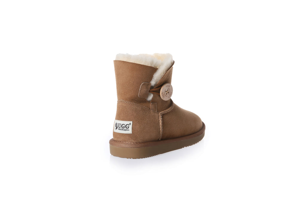 UGG Women Mini Button Sheepskin Wool UGG Boots - Aussies UGG