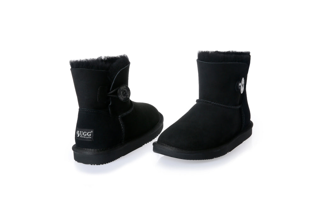 UGG Women Mini Button Sheepskin Wool UGG Boots - Aussies UGG