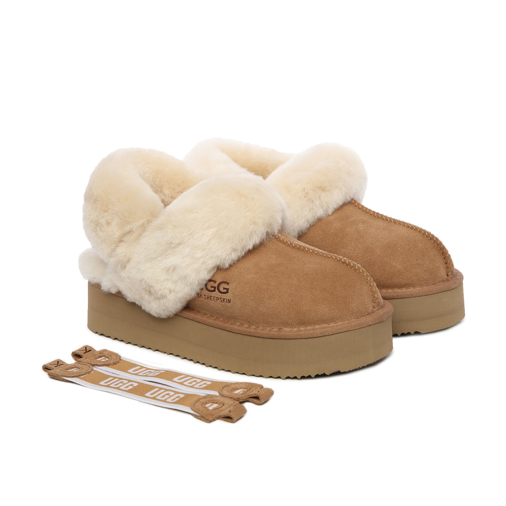 UGG Removable Strap Slingback Sheepskin Platform Scuff