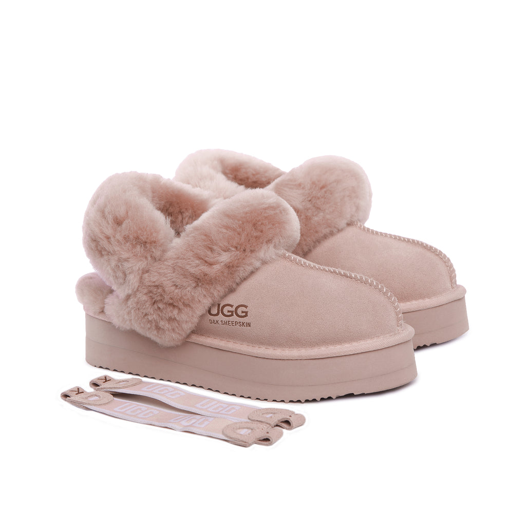 UGG Removable Strap Slingback Sheepskin Platform Scuff
