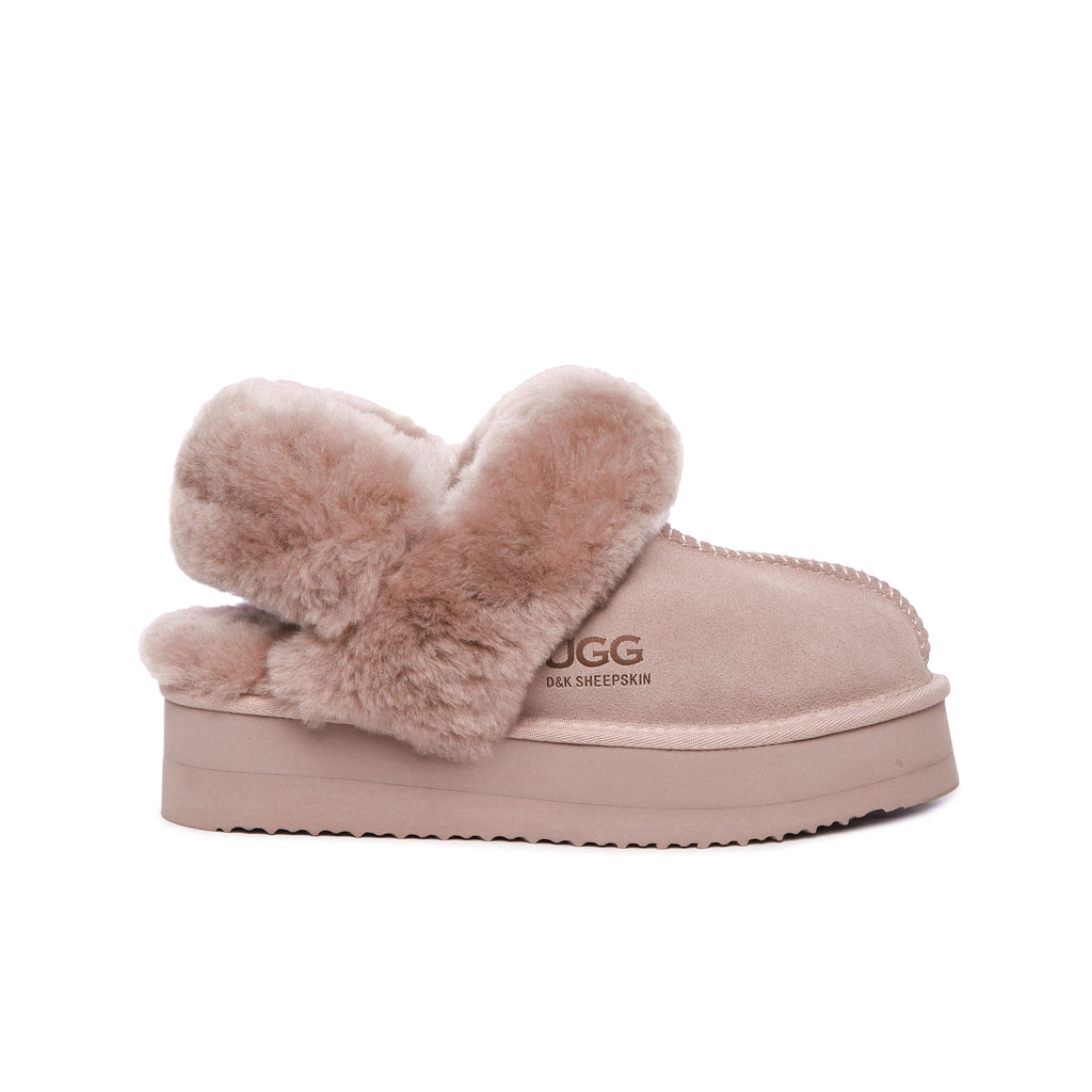 UGG Removable Strap Slingback Sheepskin Platform Scuff