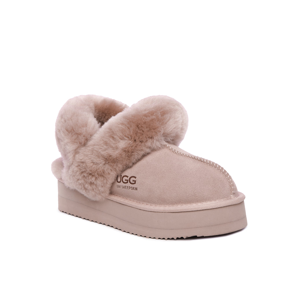 UGG Removable Strap Slingback Sheepskin Platform Scuff