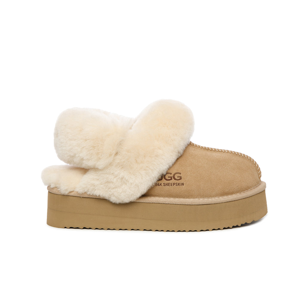 UGG Removable Strap Slingback Sheepskin Platform Scuff