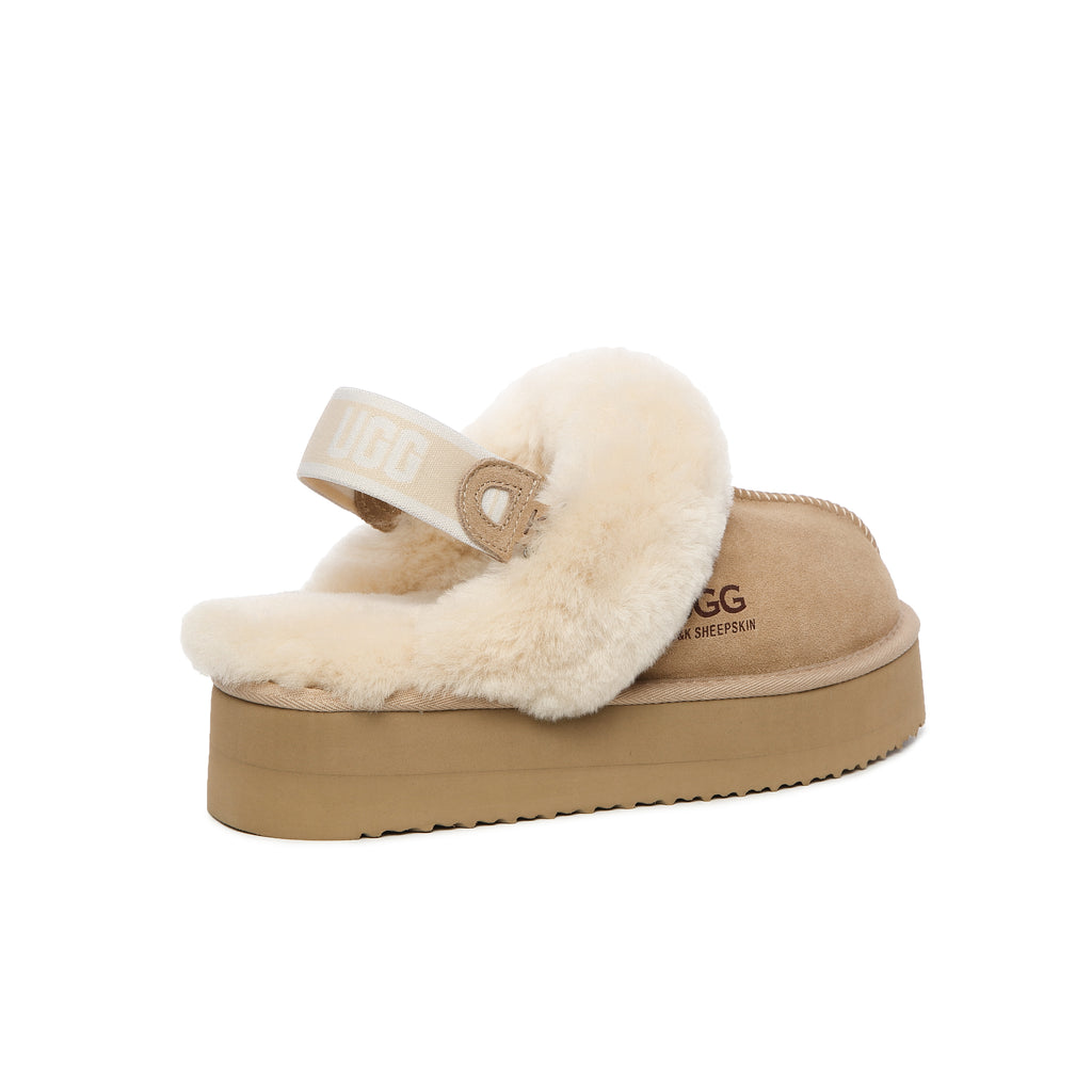 UGG Removable Strap Slingback Sheepskin Platform Scuff