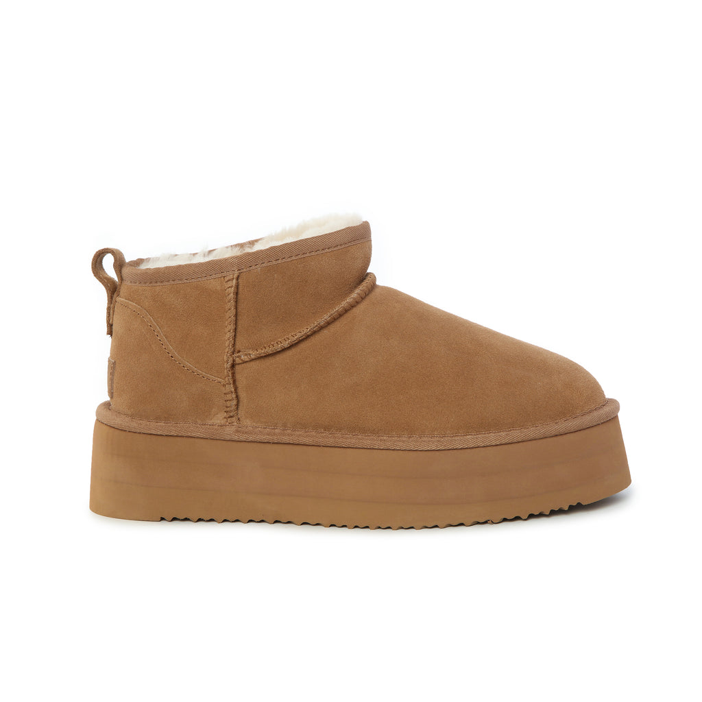 UGG Women AUS Sheepskin Ultra Mini Platform Suede Boots