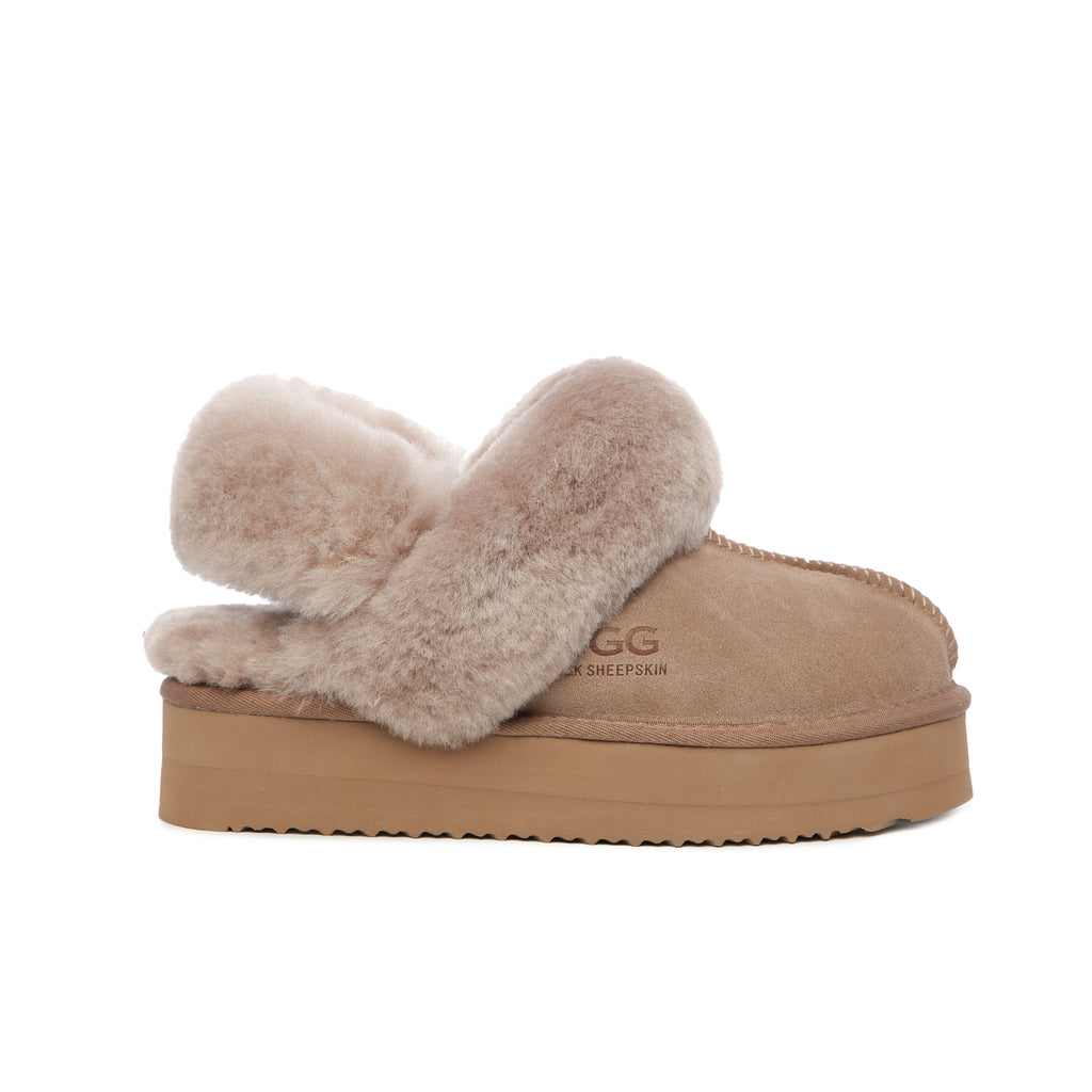 UGG Removable Strap Slingback Sheepskin Platform Scuff