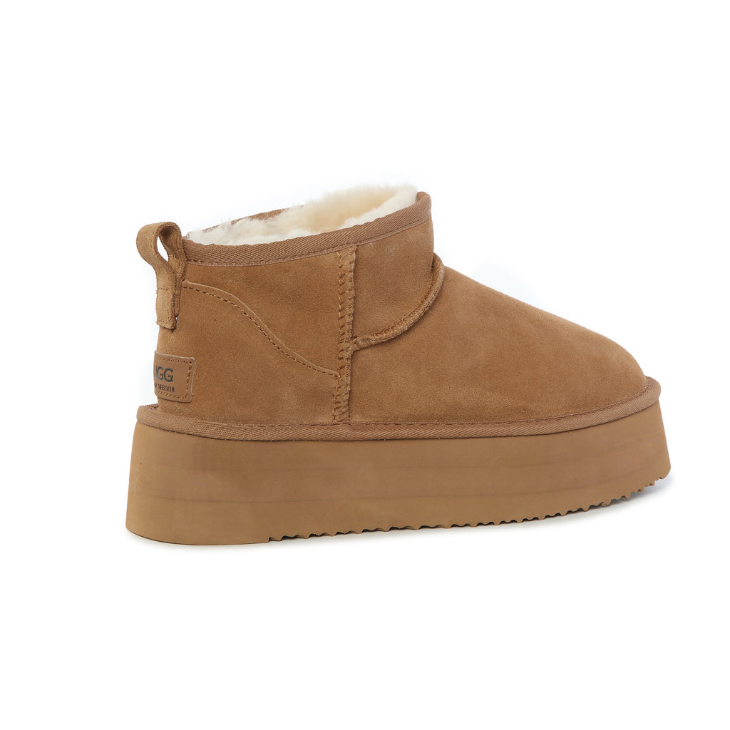 UGG Women AUS Sheepskin Ultra Mini Platform Suede Boots