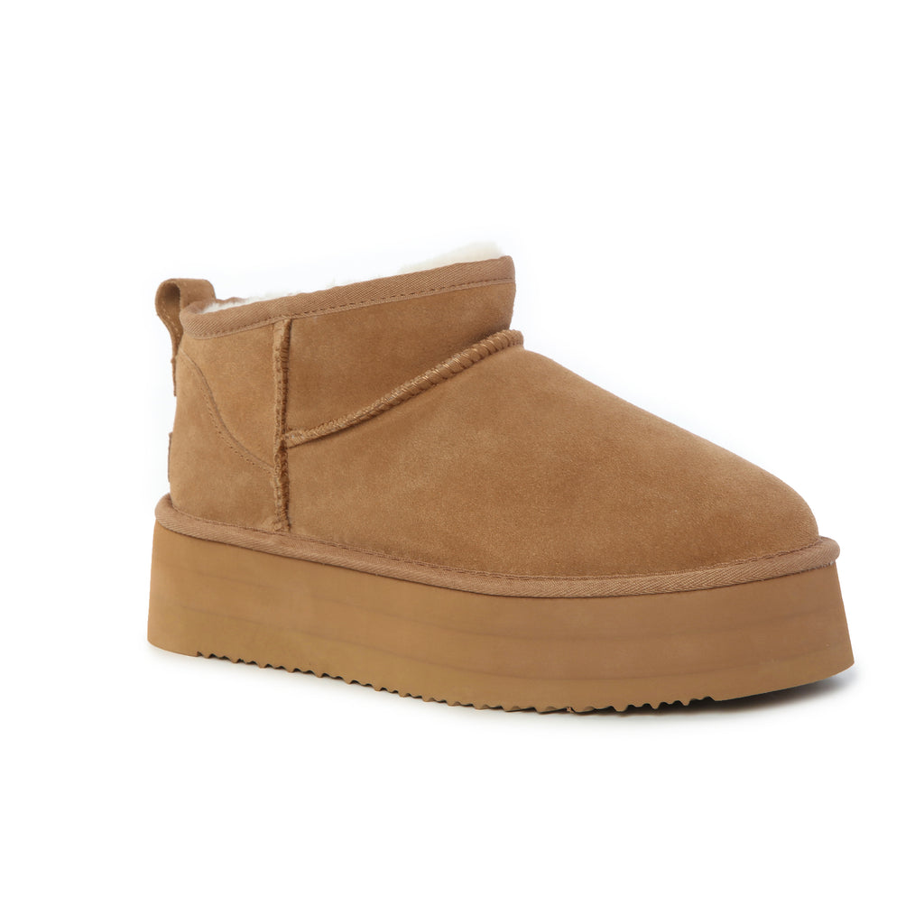 UGG Women AUS Sheepskin Ultra Mini Platform Suede Boots