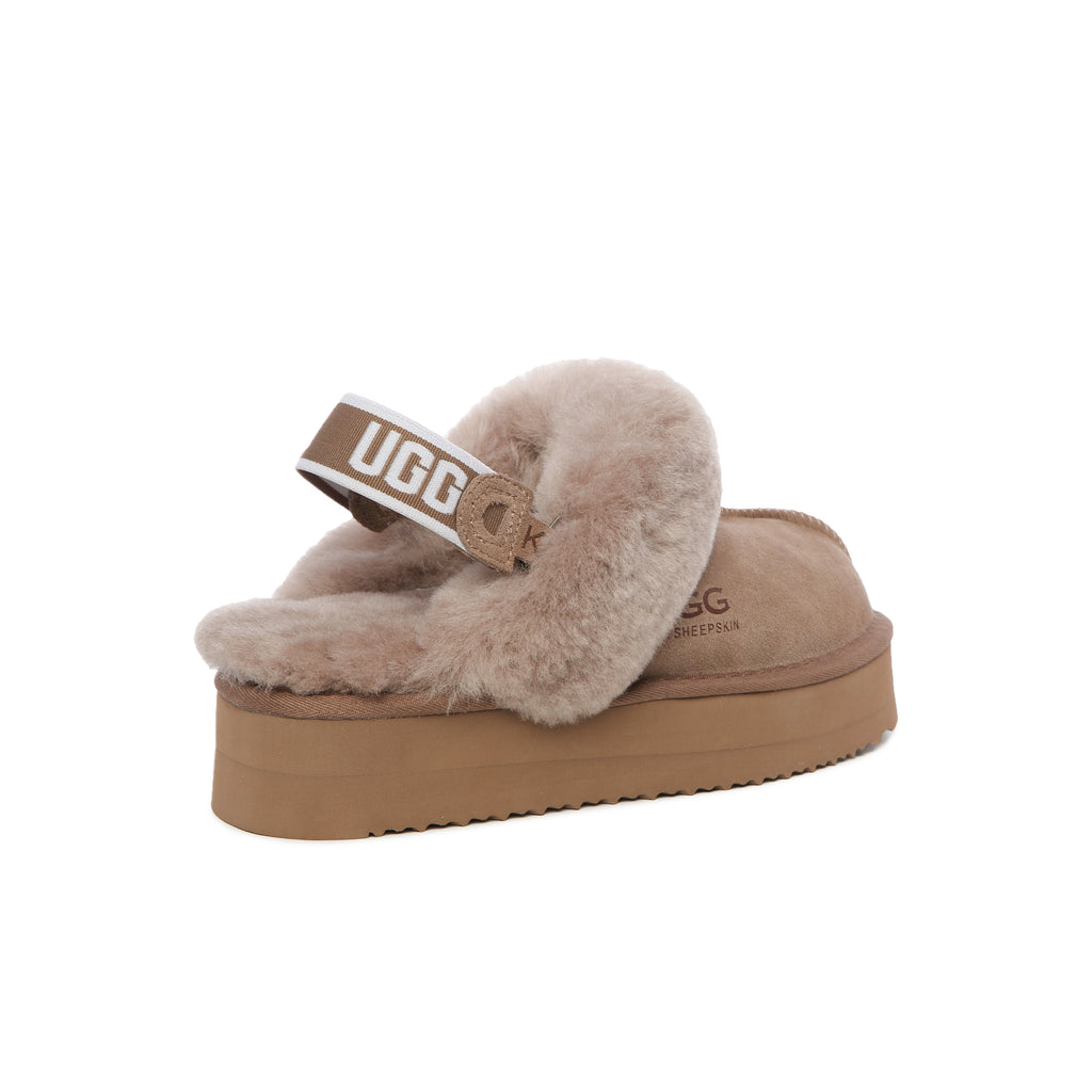 UGG Removable Strap Slingback Sheepskin Platform Scuff