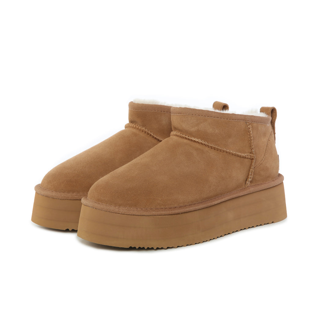 UGG Women AUS Sheepskin Ultra Mini Platform Suede Boots
