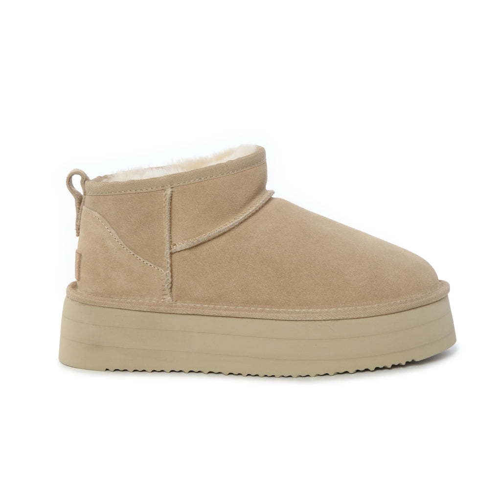 UGG Women AUS Sheepskin Ultra Mini Platform Suede Boots
