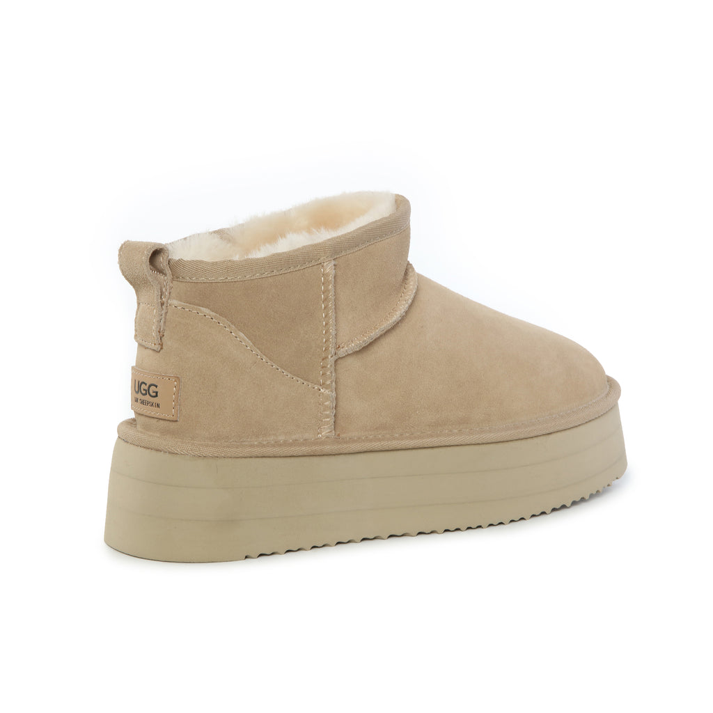 UGG Women AUS Sheepskin Ultra Mini Platform Suede Boots