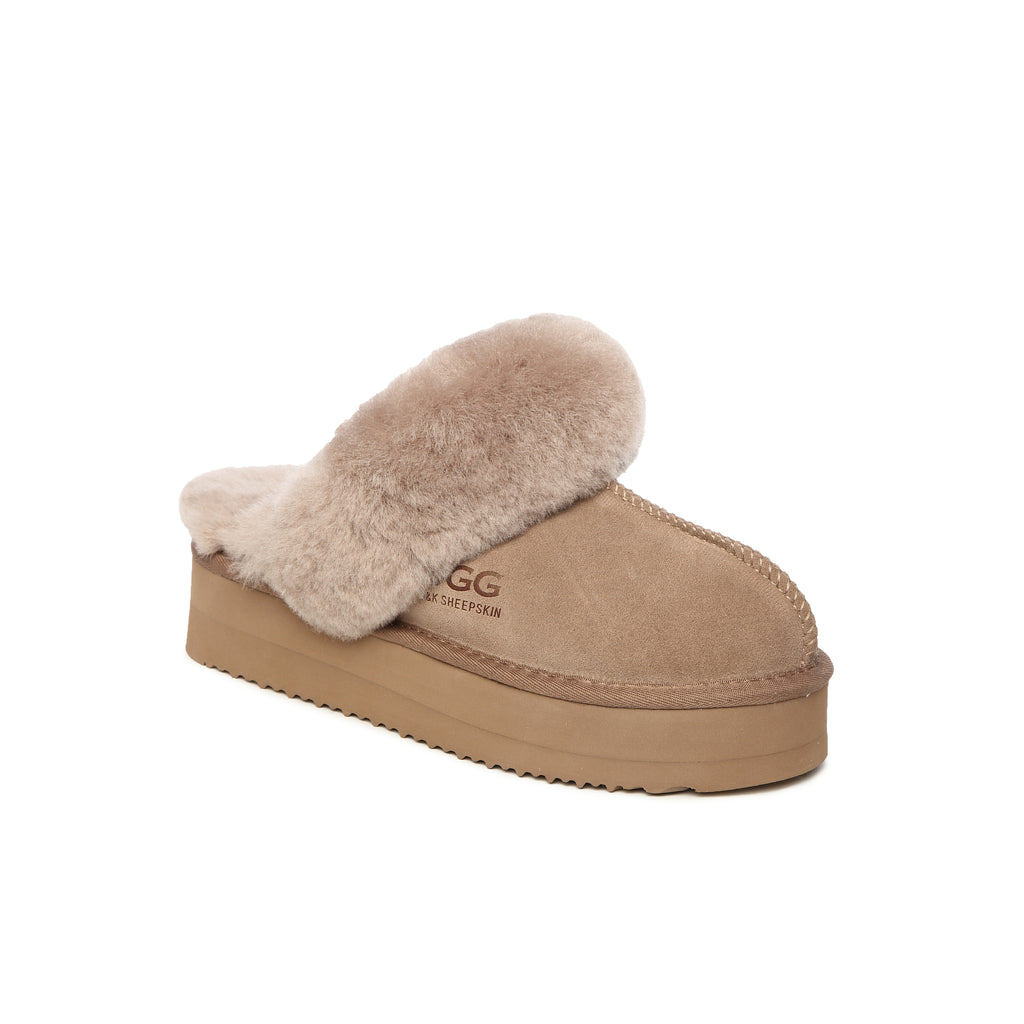 UGG Removable Strap Slingback Sheepskin Platform Scuff