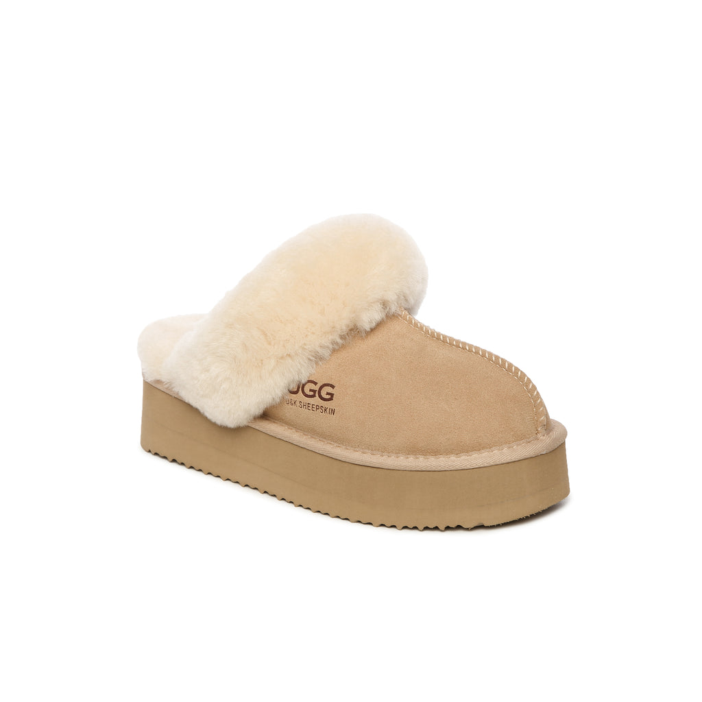 UGG Removable Strap Slingback Sheepskin Platform Scuff