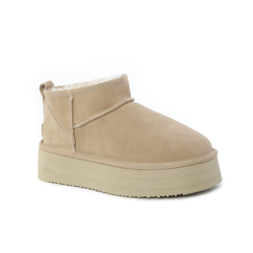 UGG Women AUS Sheepskin Ultra Mini Platform Suede Boots