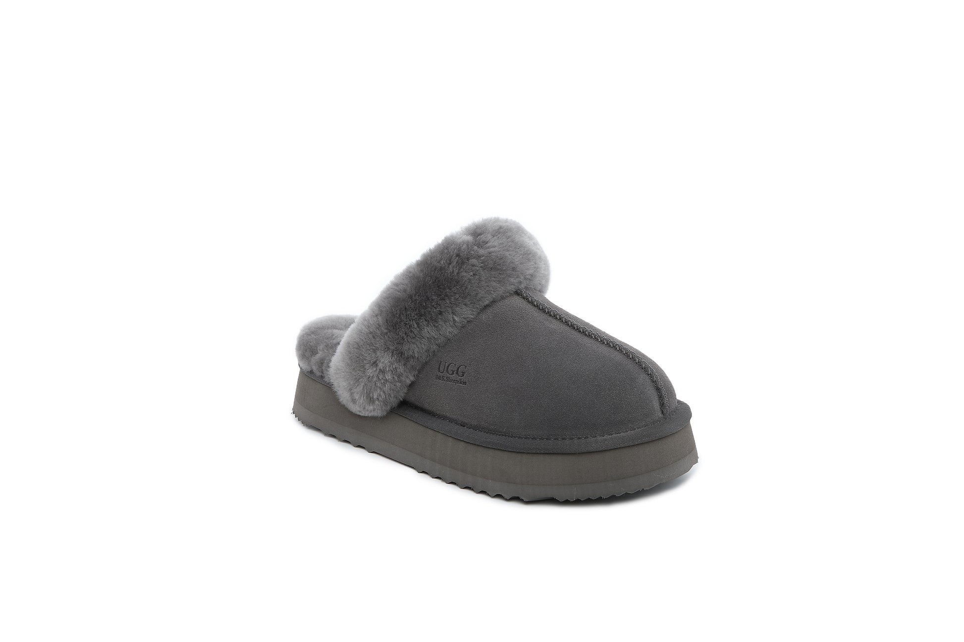 UGG Women Australian Sheepskin Wool Fluffy Platform Slide Scuff