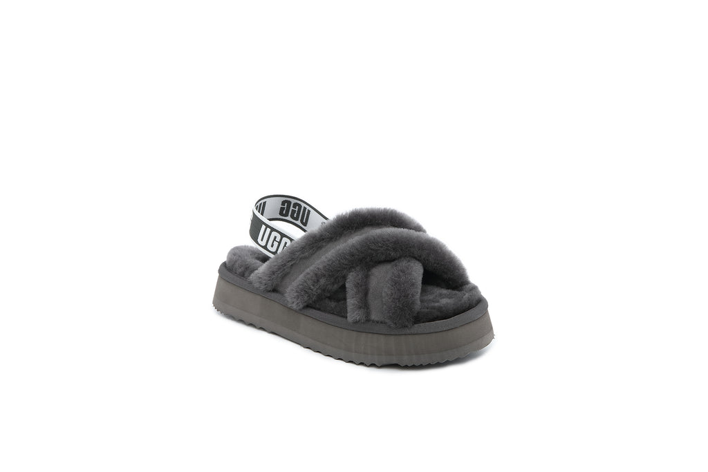 UGG Women Sheepskin Wool Fluffy Sandal Scuff Slide