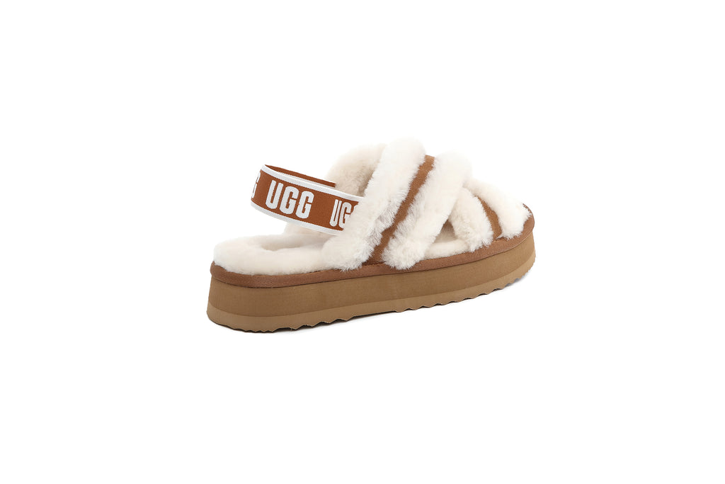 UGG Women Sheepskin Wool Fluffy Sandal Scuff Slide