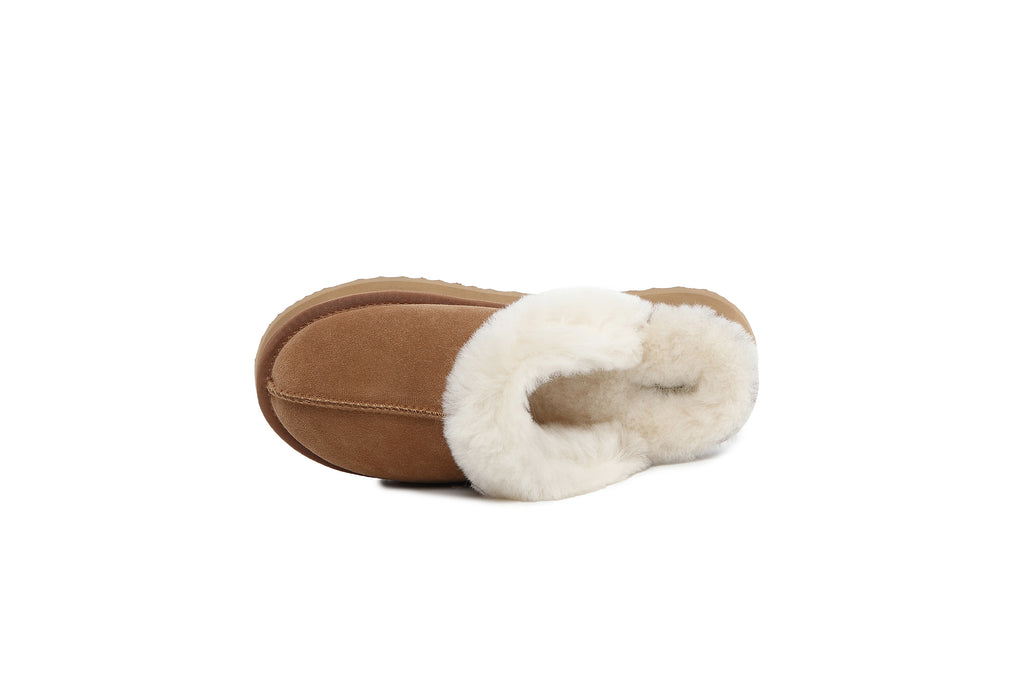 UGG Women Australian Sheepskin Wool Fluffy Platform Slide Scuff - Aussies UGG