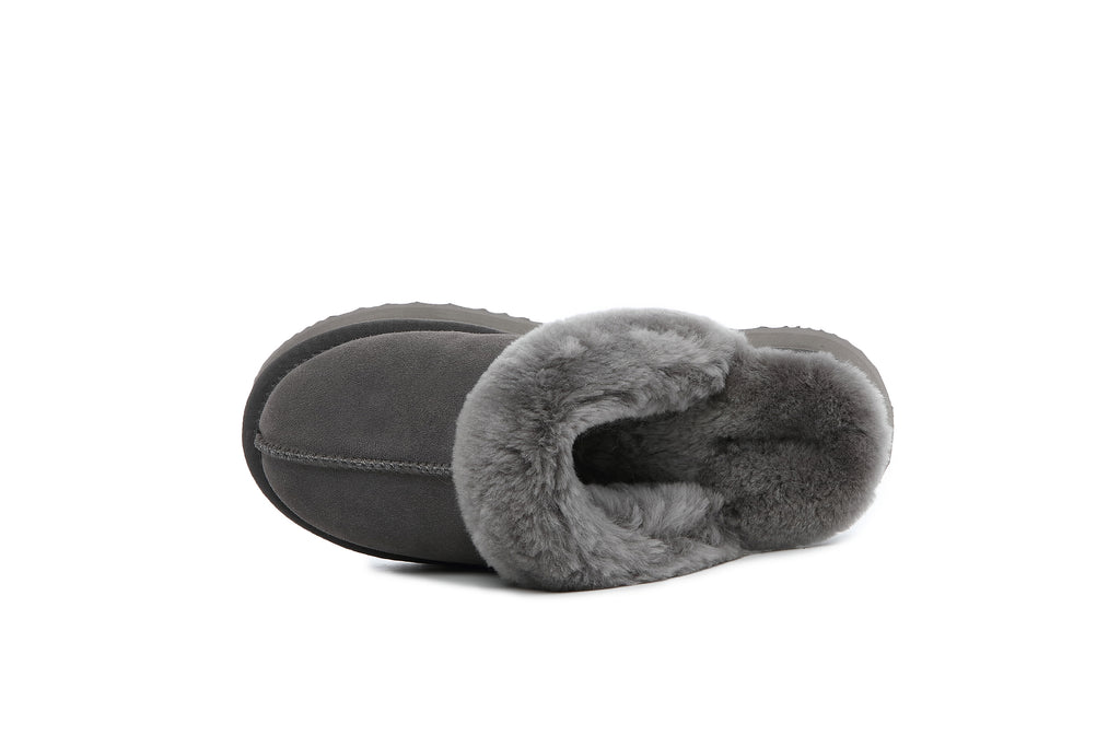 UGG Women Australian Sheepskin Wool Fluffy Platform Slide Scuff - Aussies UGG