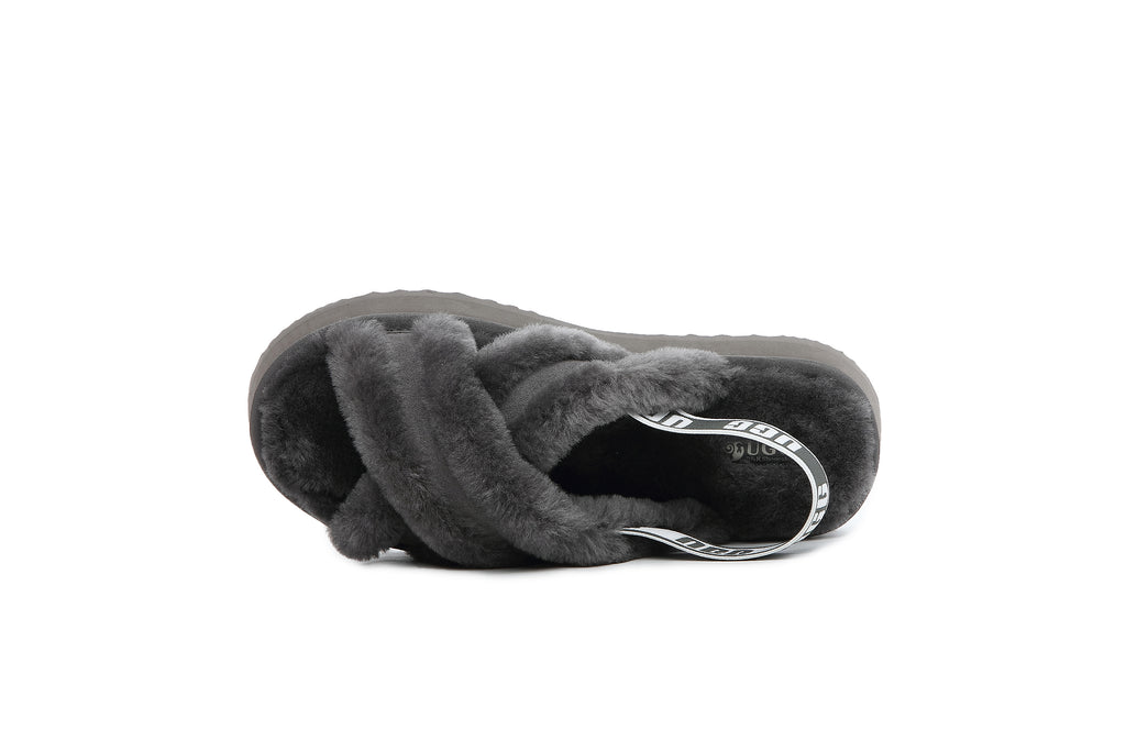 UGG Women Sheepskin Wool Fluffy Sandal Scuff Slide