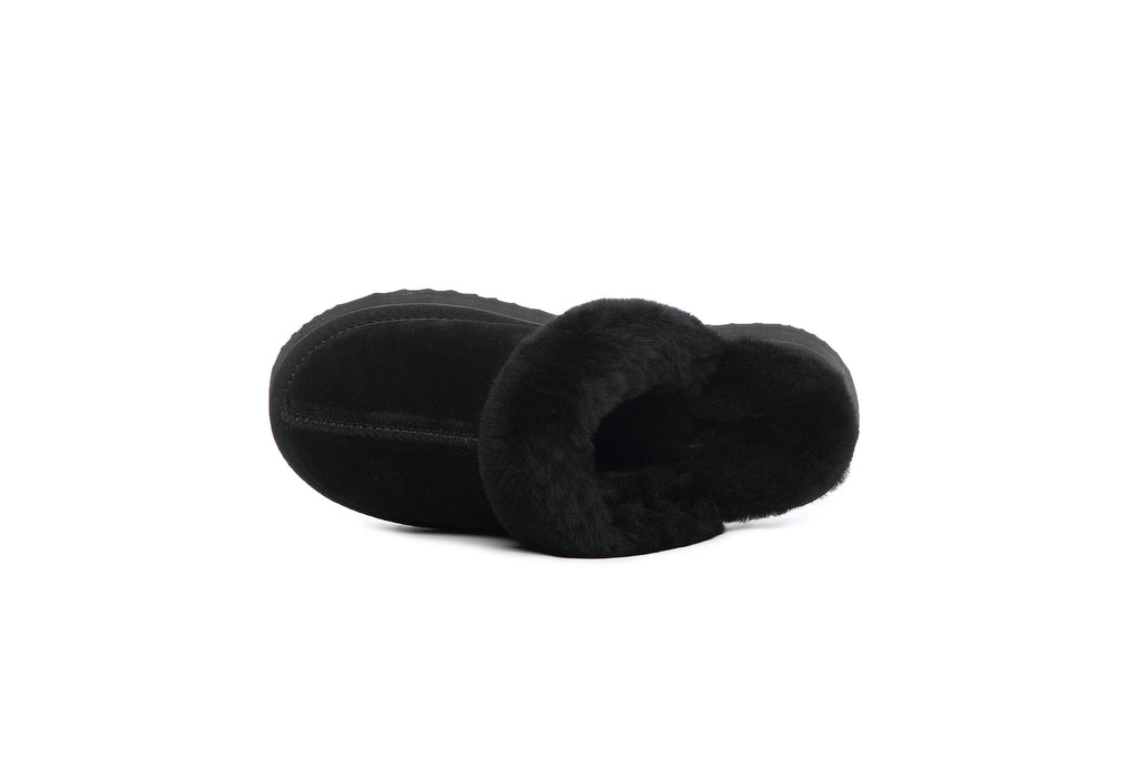 UGG Women Australian Sheepskin Wool Fluffy Platform Slide Scuff - Aussies UGG