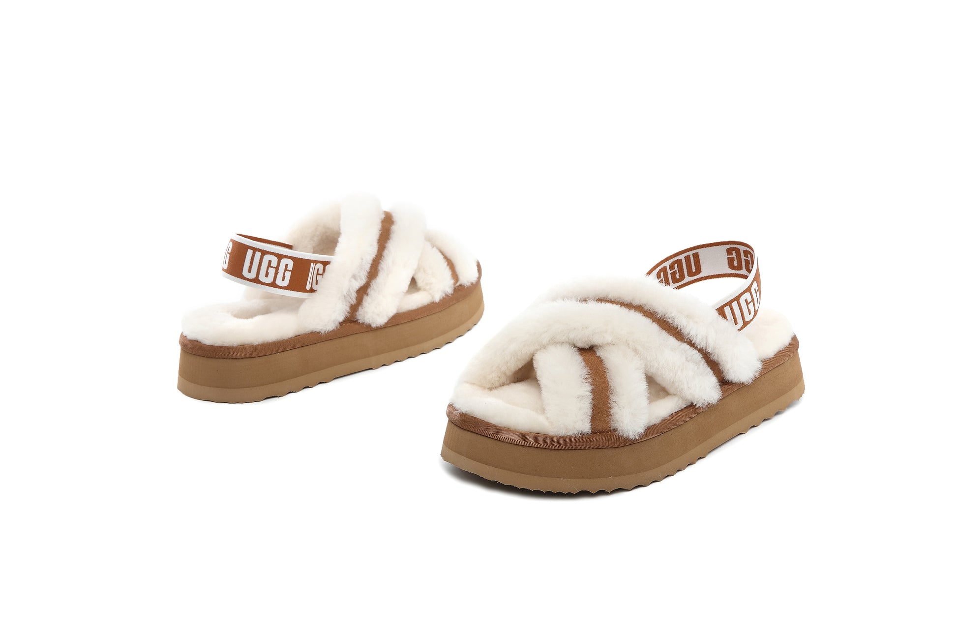 UGG Women Sheepskin Wool Fluffy Sandal Scuff Slide