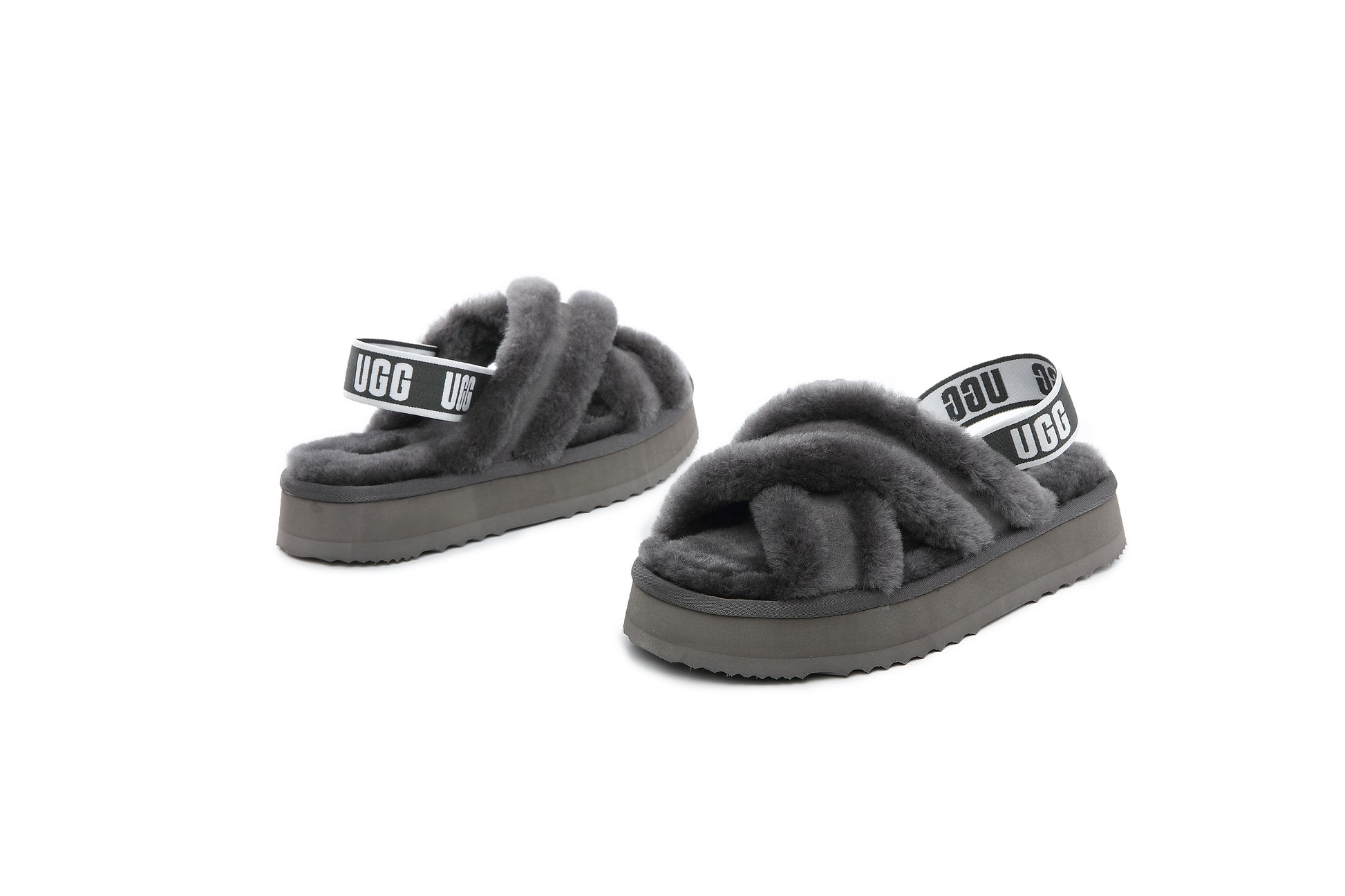 UGG Women Sheepskin Wool Fluffy Sandal Scuff Slide