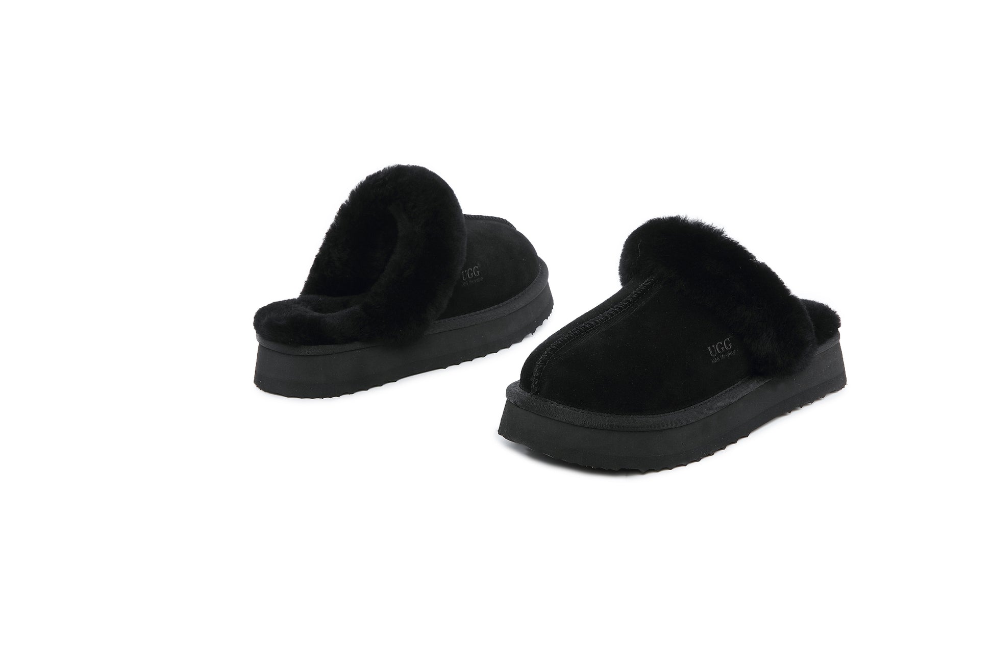 UGG Women Australian Sheepskin Wool Fluffy Platform Slide Scuff