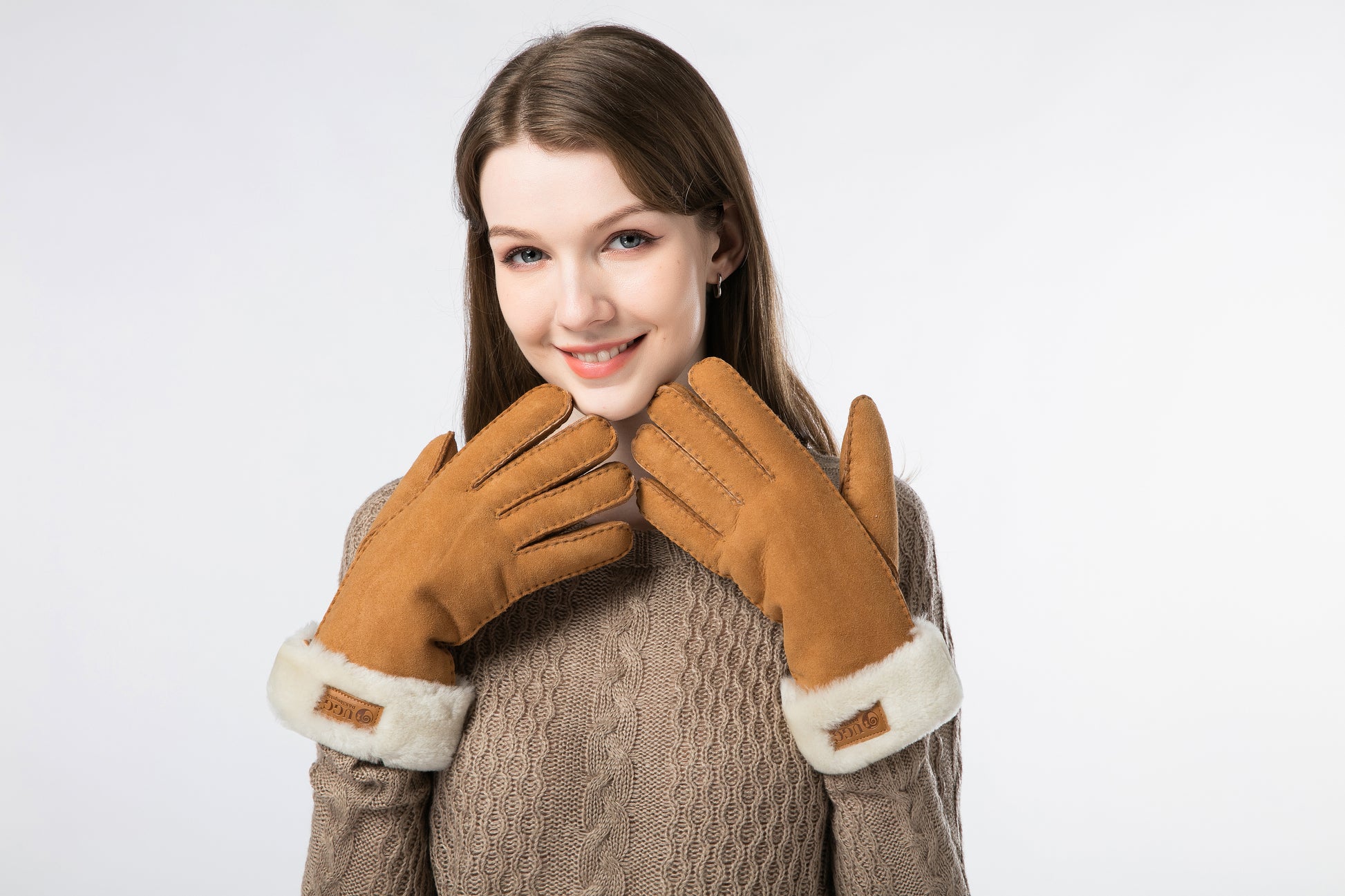 Fluffy Sheepskin Wool Shearling Lined Gloves