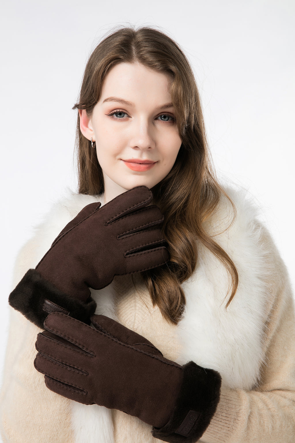 Fluffy Sheepskin Wool Shearling Lined Gloves - Aussies UGG