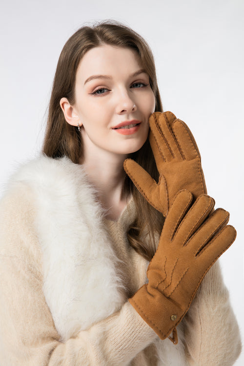 Classic Sheepskin Wool Lined Gloves – Chestnut