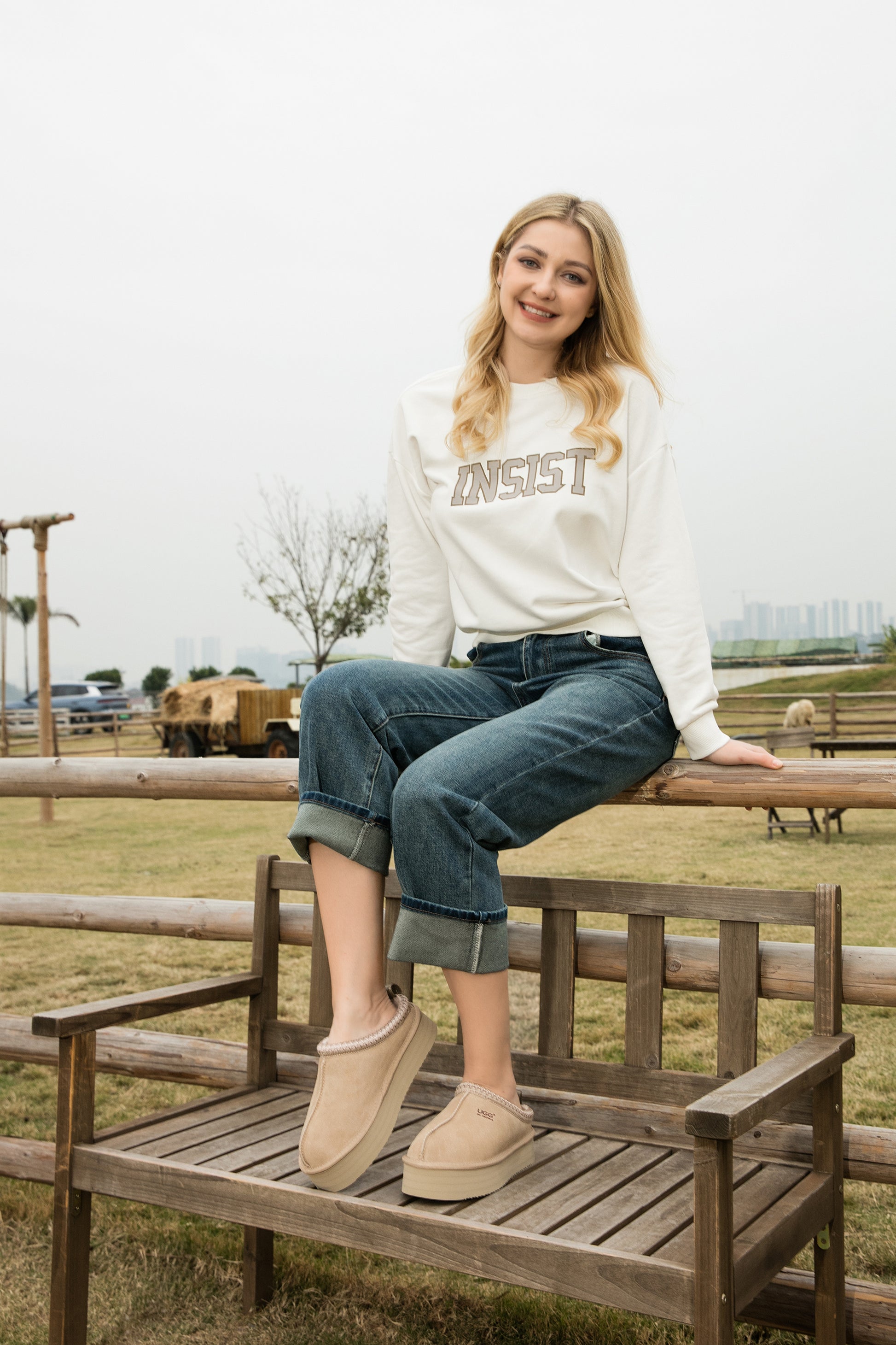 UGG Premium Sheepskin Wool Ankle Platform Slippers