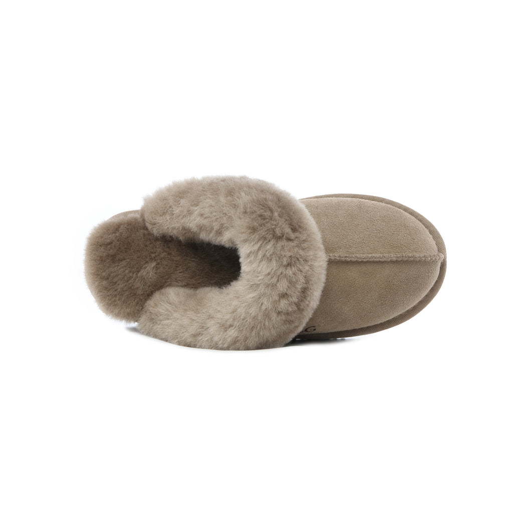 UGG Slippers Women Platform Furry Australian Genuine Sheepskin Wool Slide